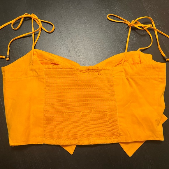 Anthropologie Maeve Orange Summer Bow Statement Crop Top Size Medium - Picture 6 of 6
